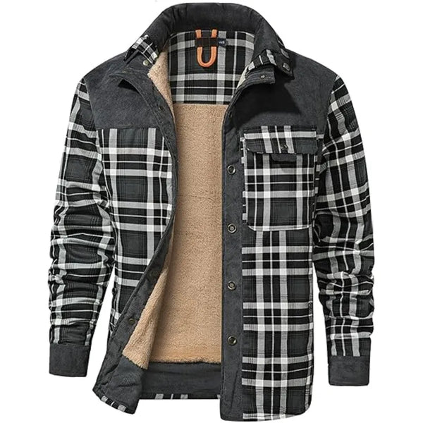 Casual Vintage Flannel Grey Jacket
