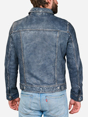 Hudson Trucker Blue Leather Jacket