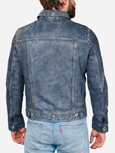 Hudson Trucker Blue Leather Jacket