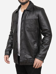 Ronnie Genuine Black Leather Trucker Jacket