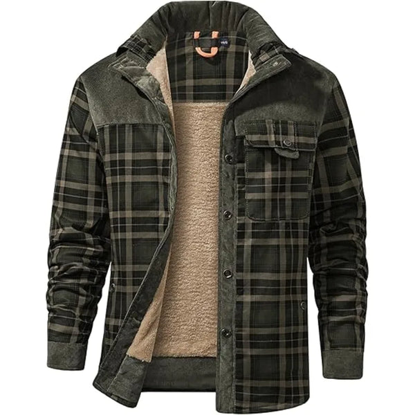 Casual Vintage Flannel Dark Green Jacket