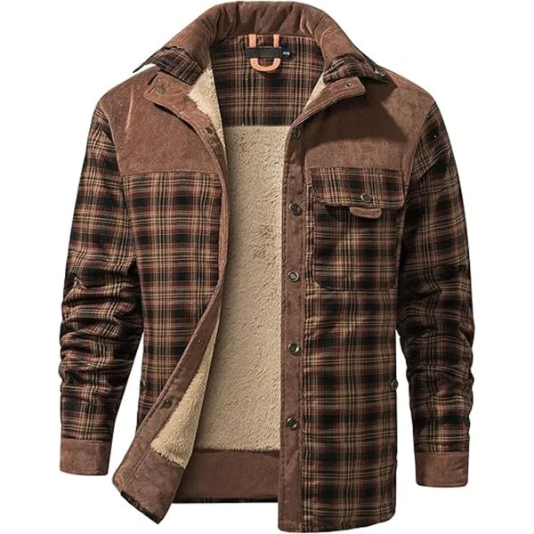 Casual Vintage Red Coffee Flannel Jacket