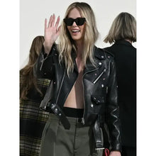 Charlize Theron Paris Fashion Week 2025 Black Leather Jacket