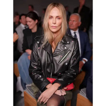 Charlize Theron Paris Fashion Week 2025 Black Leather Jacket