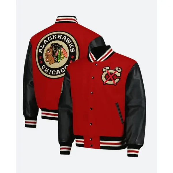 Chicago Blackhawks Coaches Red Varsity Jacket