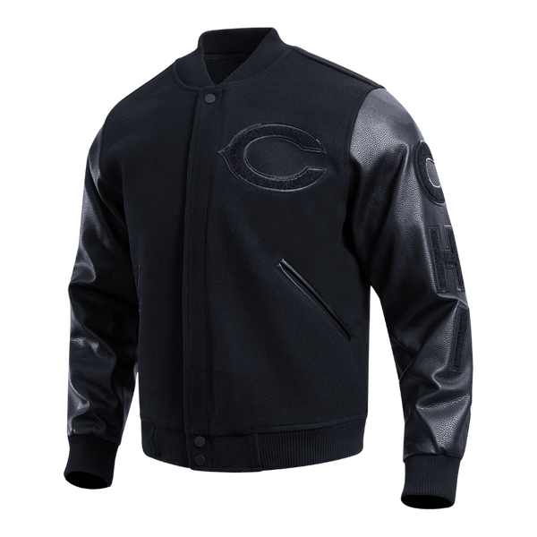 Chicago Bears Triple Black Wool Varsity Jacket