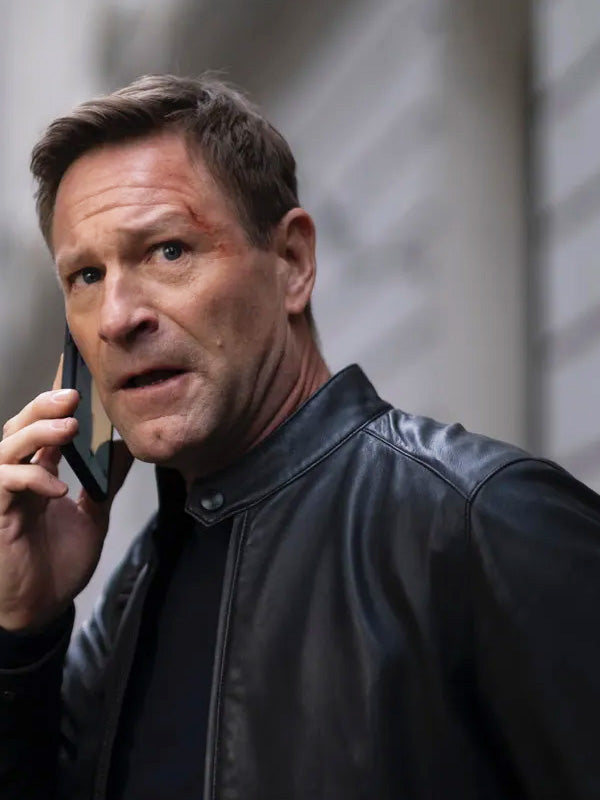 Chief Of Station 2024 Aaron Eckhart Black Leather Jacket