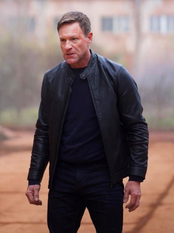 Chief Of Station 2024 Aaron Eckhart Black Leather Jacket