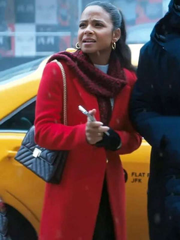 Christina Milian Meet Me Next Christmas 2024 Red Coat