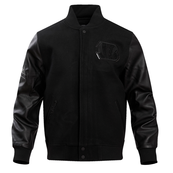 Cincinnati Bengals Black Wool & Leather Varsity Jacket