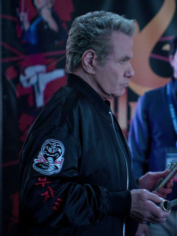 John Kreese Cobra Kai S06 Black Bomber Jacket