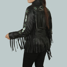 Emilia Cowgirl Green Fringe Leather Jacket