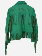 Emilia Cowgirl Green Fringe Leather Jacket