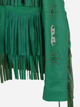 Emilia Cowgirl Green Fringe Leather Jacket
