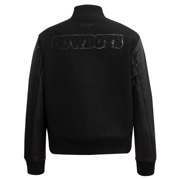 Dallas Cowboy Triple Black Wool & Leather Varsity Jacket