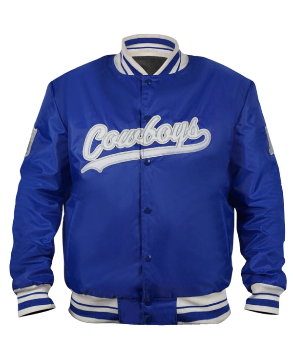 Dallas Cowboys Gray and White Rib Varsity Jacket