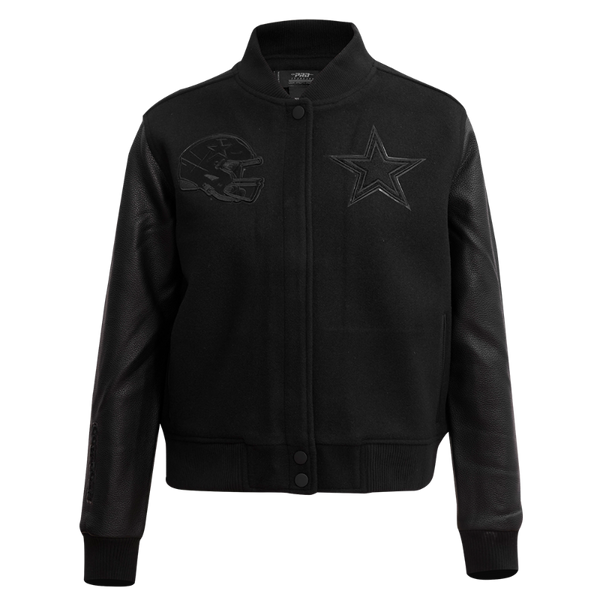 Dallas Cowboy Triple Black Wool & Leather Varsity Jacket
