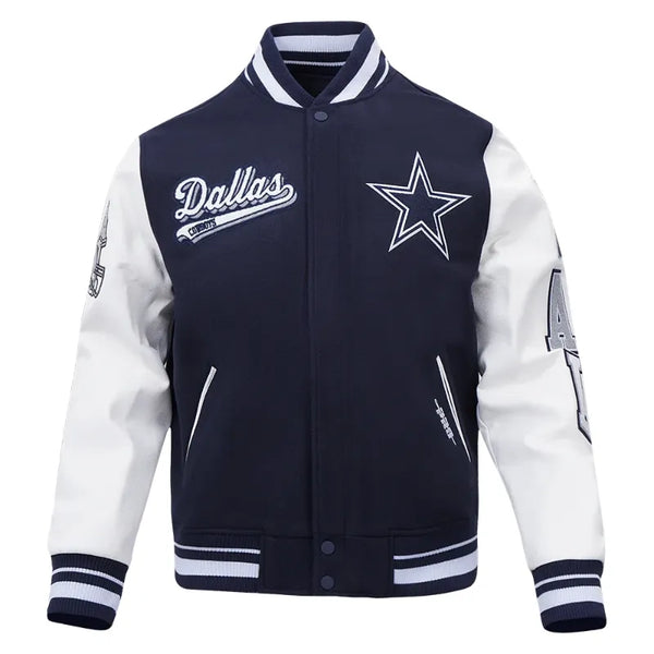 Dallas Cowboys Script Tail Rib Wool Varsity Jacket