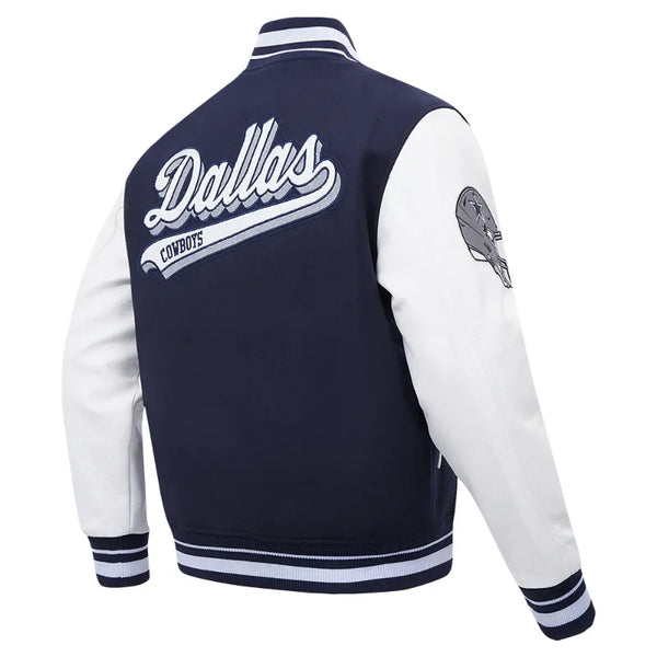 Dallas Cowboys Script Tail Rib Wool Varsity Jacket