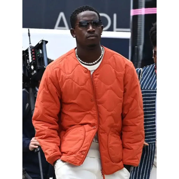 Damson Idris F1 Orange Quilted Jacket