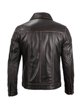 Dark Brown Leather Trucker Jacket