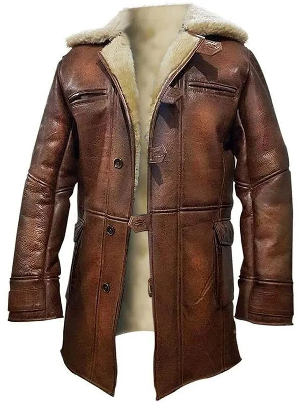 Dark Knight Rises Tom Hardy Shearling Leather Jacket