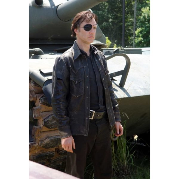 David Morrissey Black Leather Jacket The Walking Dead