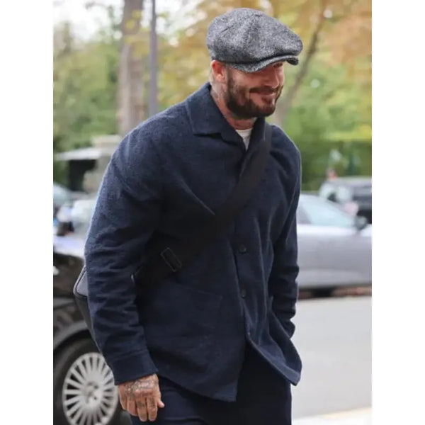 David Beckham Five Paris Fashion Week Navy Blue Jacket