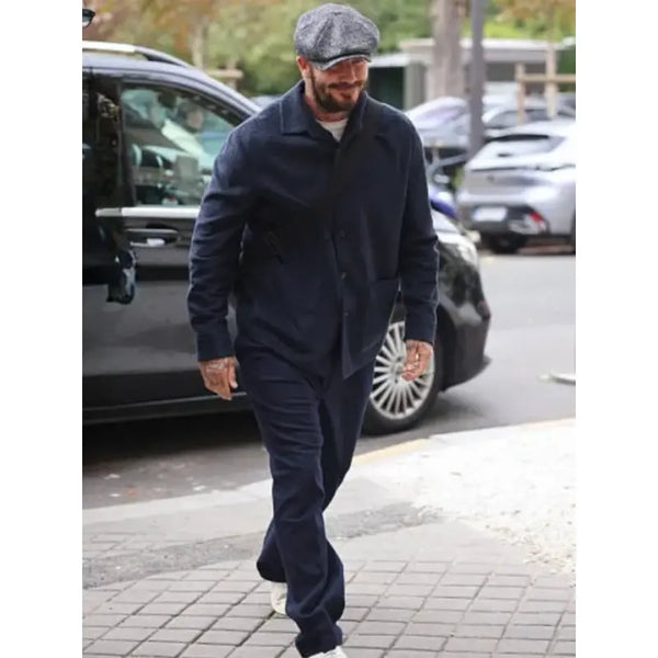 David Beckham Five Paris Fashion Week Navy Blue Jacket