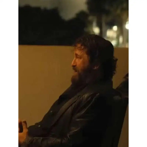 Gerard Butler Den of Thieves 2 Pantera 2025 Black Leather Blazer