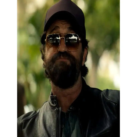 Den of Thieves 2 Pantera 2025 Gerard Butler Black Leather Jacket