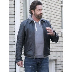 Den of Thieves Gerard Butler Black Leather Jacket