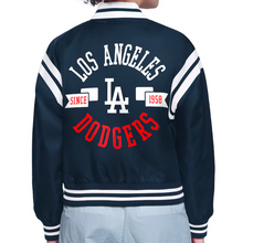 Dodgers Cropped Satin Varsity Jacket