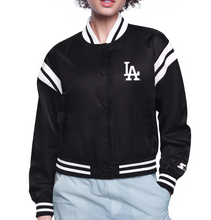 Dodgers Cropped Satin Varsity Jacket