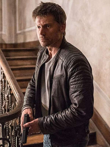 Domino Nikolaj Coster-Waldau Brown Leather Jacket