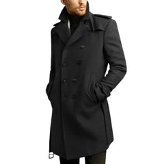 Double Breasted Belted Trench Wool Coat