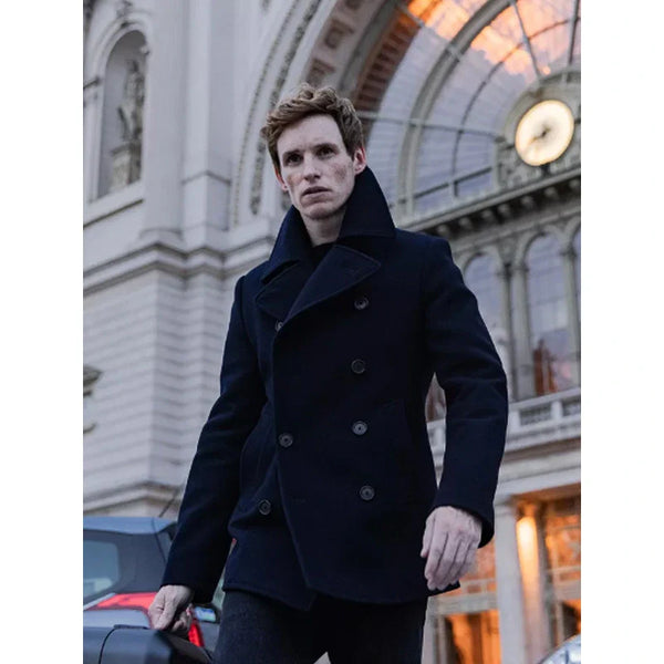 The Day of the Jackal 2024 Jackal Black Wool Peacoat
