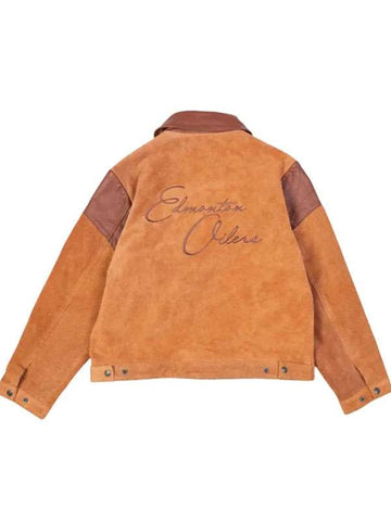 Edmonton Oilers Brown Suede Leather Jacket