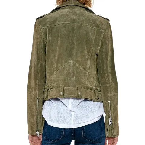You Elizabeth Lail Biker Suede Leather Jacket