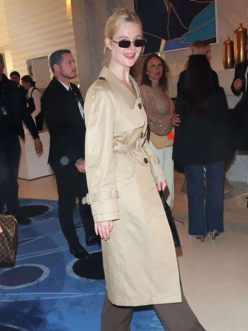 Elle Fanning Cannes  Beige Trench Coat