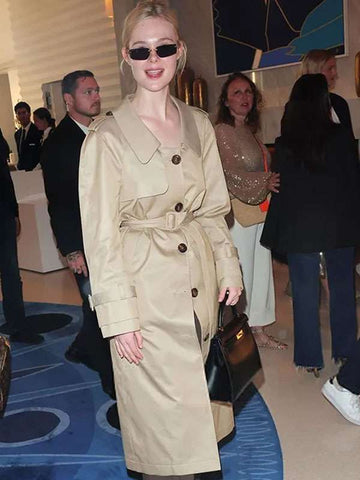 Elle Fanning Cannes  Beige Trench Coat
