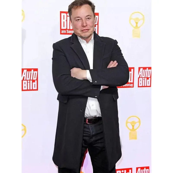 Elon Musk Trench Coat Black Wool