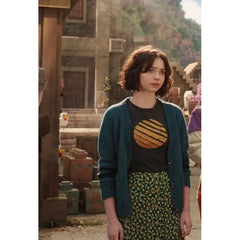 Emma Myers Minecraft Movie Green Cardigan Sweater