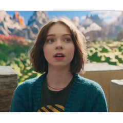 Emma Myers Minecraft Movie Green Cardigan Sweater