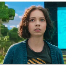 Emma Myers Minecraft Movie Green Cardigan Sweater