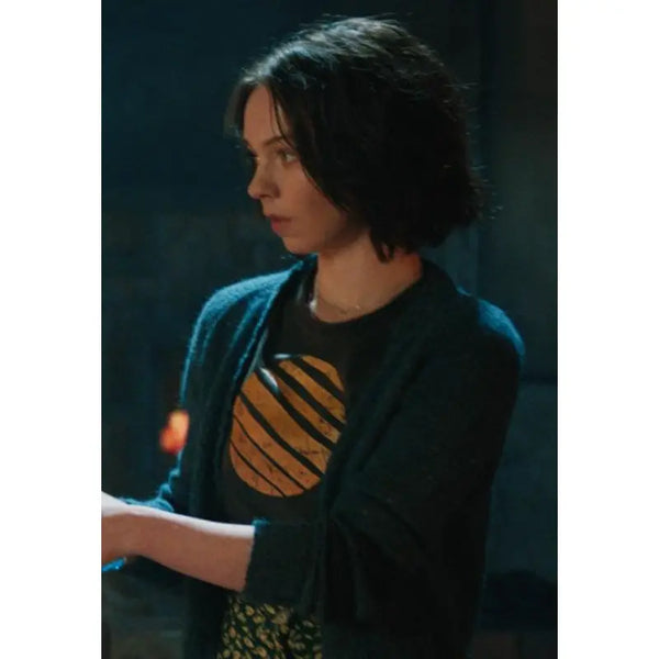 Emma Myers Minecraft Movie Green Cardigan Sweater