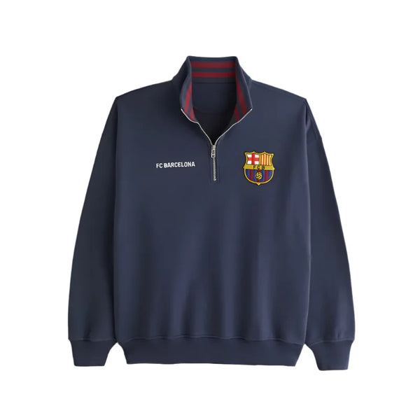 FC Barcelona Graphic Half-Zip Blue Sweatshirt