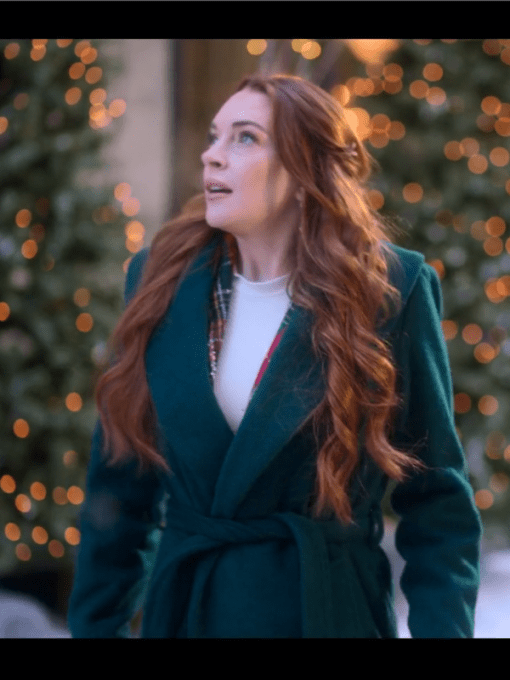 Falling for Christmas 2022 Lindsay Lohan Green Coat