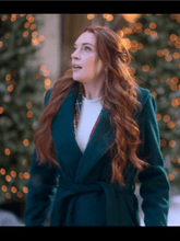 Falling for Christmas 2022 Lindsay Lohan Green Coat