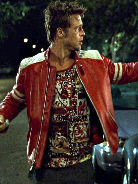 Fight Club Mayhem Tyler Durden Red Leather Jacket